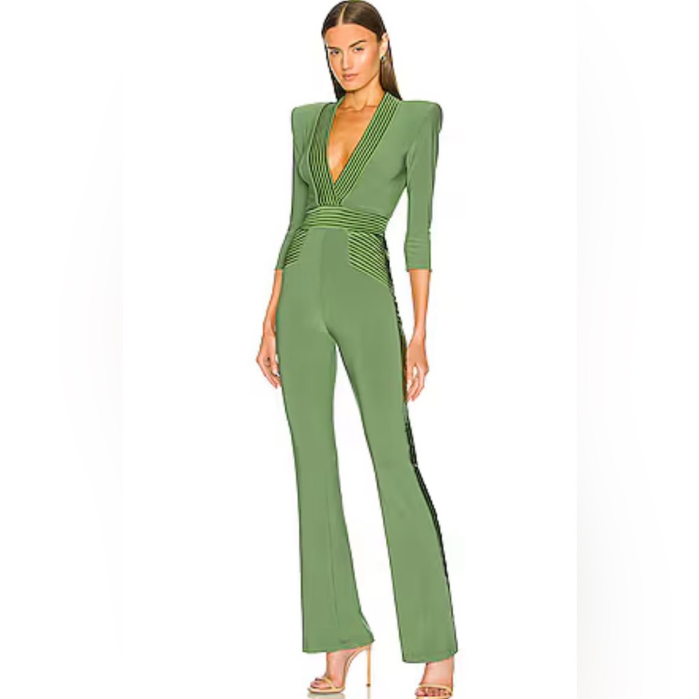 New Zhivago Eye of Horus Polyester Jumpsuit in Khaki Size 10